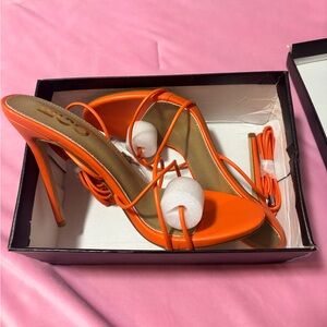 Orange Strappy Heels by Ego